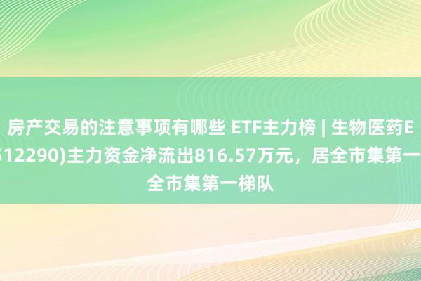 房产交易的注意事项有哪些 ETF主力榜 | 生物医药ETF(512290)主力资金净流出816.57万元，居全市集第一梯队