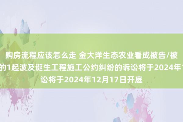 购房流程应该怎么走 金大洋生态农业看成被告/被上诉东说念主的1起波及诞生工程施工公约纠纷的诉讼将于2024年12月17日开庭