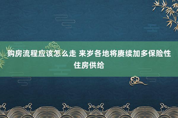 购房流程应该怎么走 来岁各地将赓续加多保险性住房供给