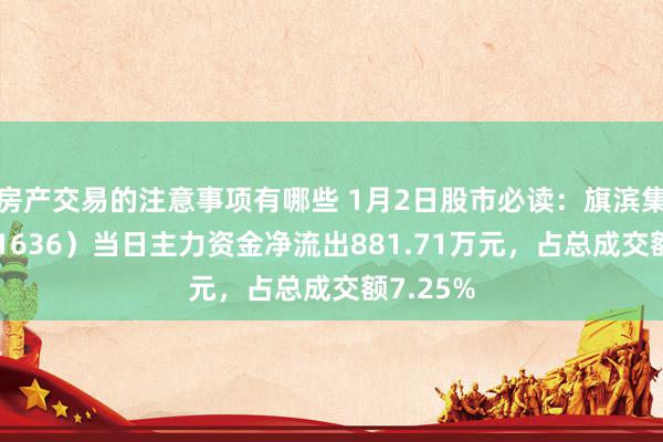 房产交易的注意事项有哪些 1月2日股市必读：旗滨集团（601636）当日主力资金净流出881.71万元，占总成交额7.25%