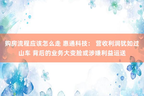 购房流程应该怎么走 惠通科技： 营收利润犹如过山车 背后的业务大变脸或涉嫌利益运送