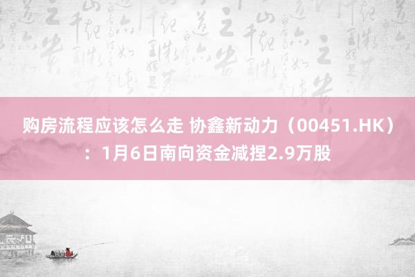 购房流程应该怎么走 协鑫新动力（00451.HK）：1月6日南向资金减捏2.9万股