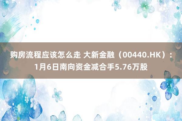 购房流程应该怎么走 大新金融（00440.HK）：1月6日南向资金减合手5.76万股