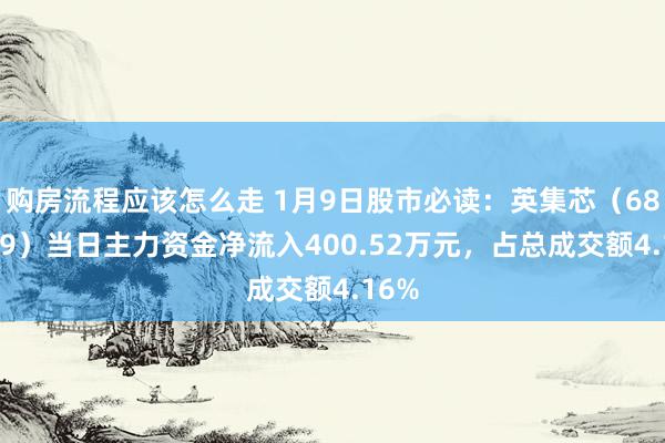 购房流程应该怎么走 1月9日股市必读：英集芯（688209）当日主力资金净流入400.52万元，占总成交额4.16%