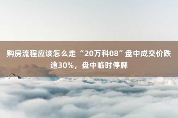 购房流程应该怎么走 “20万科08”盘中成交价跌逾30%，盘中临时停牌