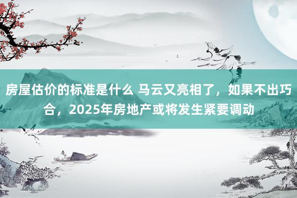 房屋估价的标准是什么 马云又亮相了，如果不出巧合，2025年房地产或将发生紧要调动