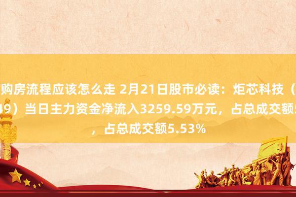 购房流程应该怎么走 2月21日股市必读：炬芯科技（688049）当日主力资金净流入3259.59万元，占总成交额5.53%