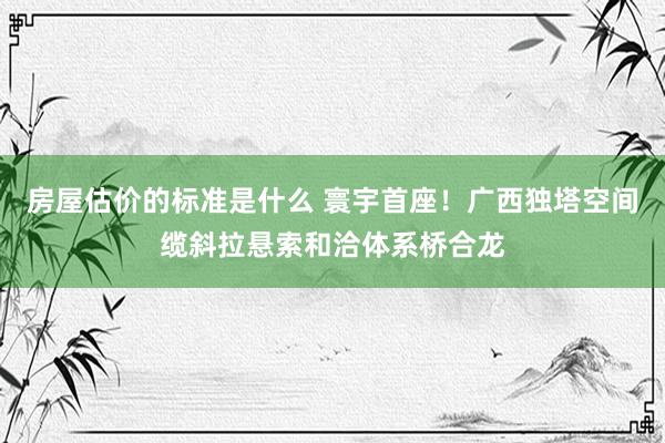 房屋估价的标准是什么 寰宇首座！广西独塔空间缆斜拉悬索和洽体系桥合龙