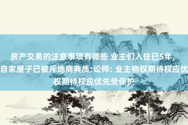 房产交易的注意事项有哪些 业主们入住已5年, 吃惊发现自家屋子已被斥地商典质;讼师: 业主物权期待权应优先受保护