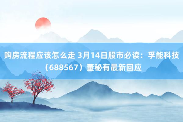 购房流程应该怎么走 3月14日股市必读：孚能科技（688567）董秘有最新回应